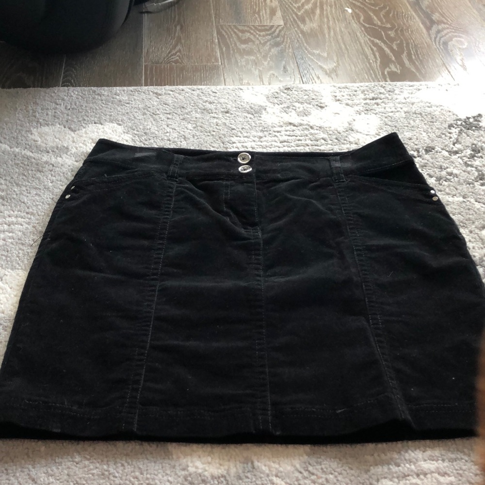 Black cord mini skirt